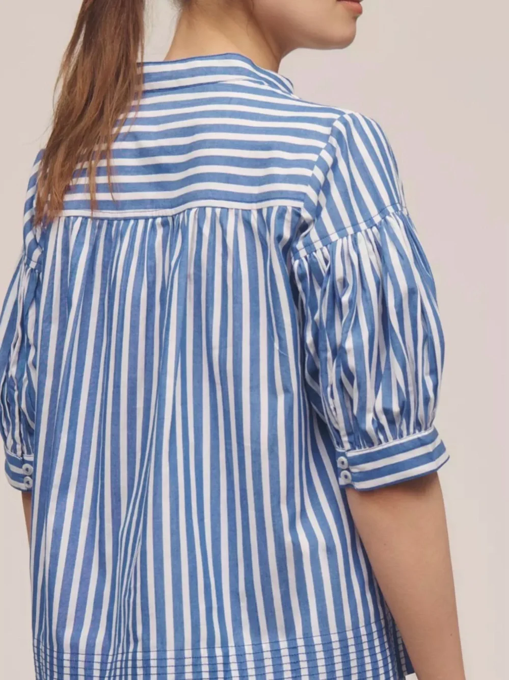 Anthropologie Darcey Popover Swing Top Blue and White Striped Blouse. Women’s XS
